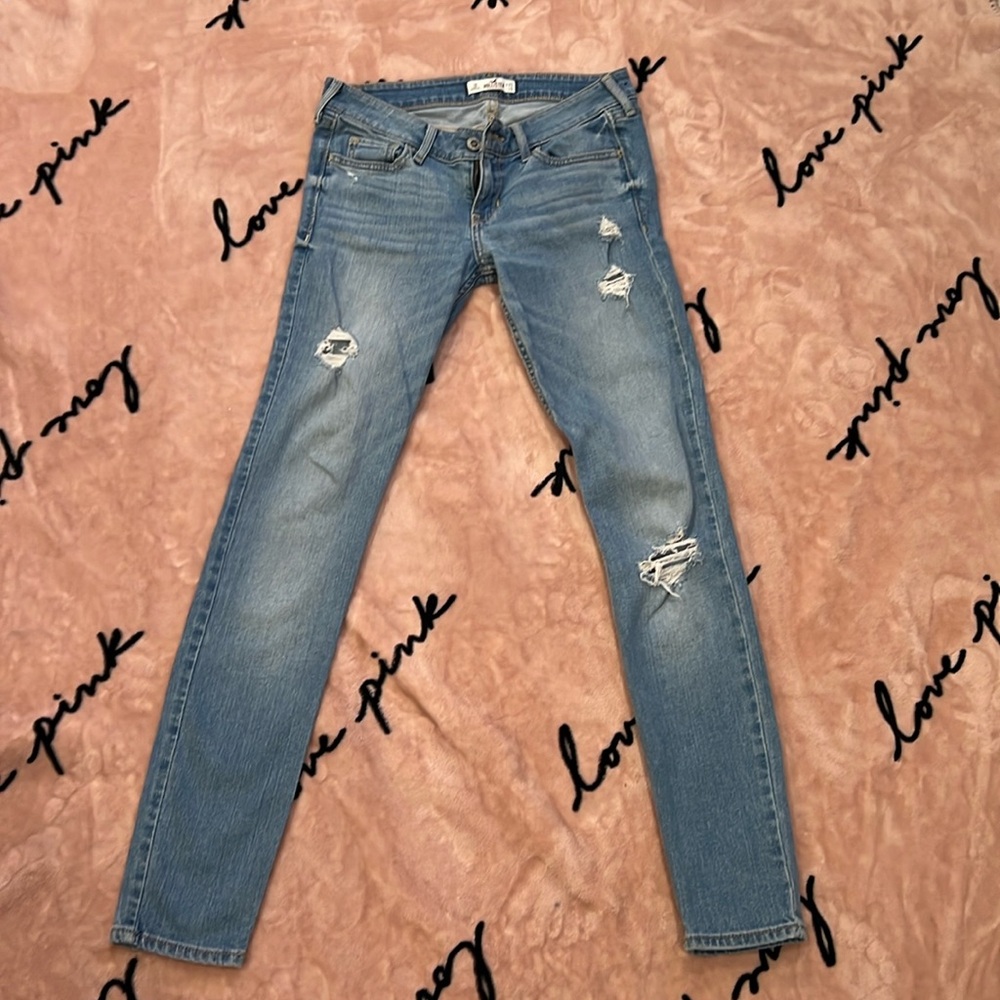 Hollister Super Skinny Distressed Light Wash Jeans Size 1S